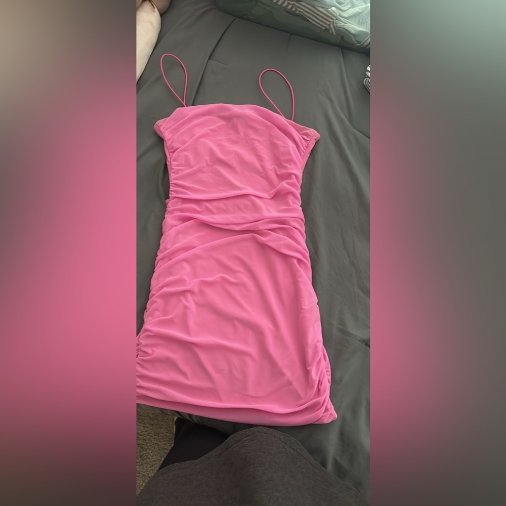 Chic Pink Ruched Dress